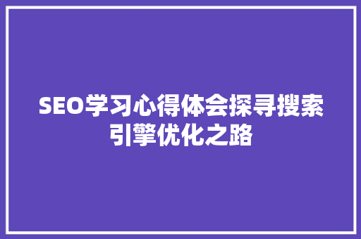 SEO学习心得体会探寻搜索引擎优化之路