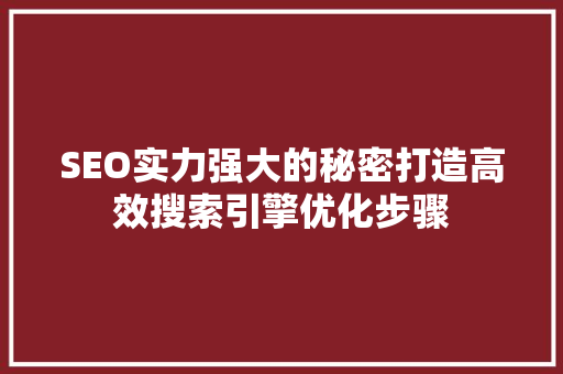 SEO实力强大的秘密打造高效搜索引擎优化步骤