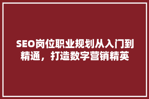 SEO岗位职业规划从入门到精通，打造数字营销精英