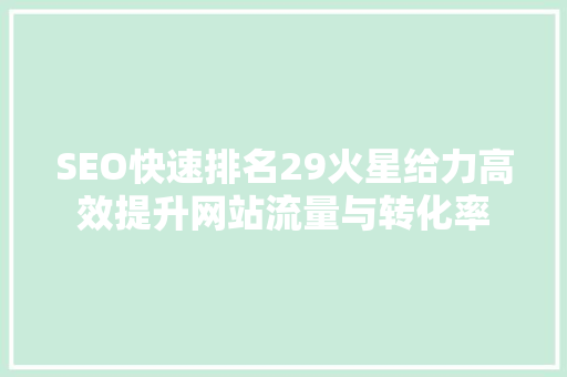 SEO快速排名29火星给力高效提升网站流量与转化率