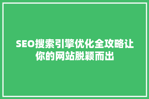 SEO搜索引擎优化全攻略让你的网站脱颖而出