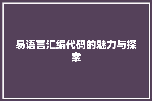 易语言汇编代码的魅力与探索