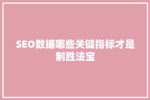 SEO数据哪些关键指标才是制胜法宝