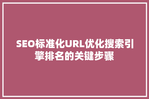 SEO标准化URL优化搜索引擎排名的关键步骤
