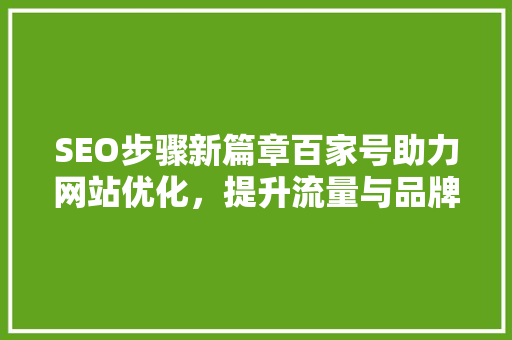 SEO步骤新篇章百家号助力网站优化，提升流量与品牌影响力