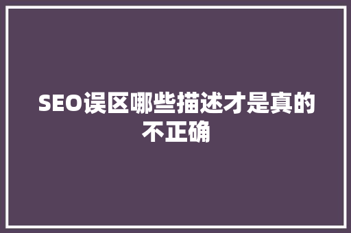 SEO误区哪些描述才是真的不正确
