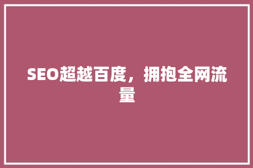 SEO超越百度，拥抱全网流量