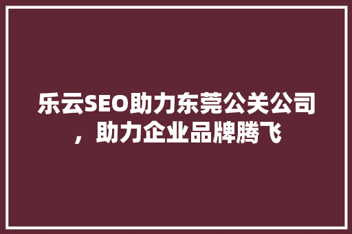乐云SEO助力东莞公关公司，助力企业品牌腾飞