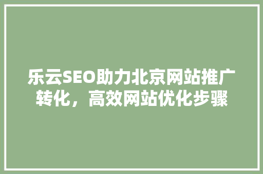 乐云SEO助力北京网站推广转化，高效网站优化步骤