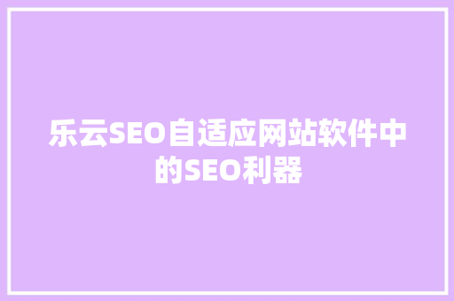 乐云SEO自适应网站软件中的SEO利器