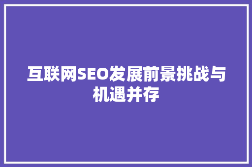 互联网SEO发展前景挑战与机遇并存