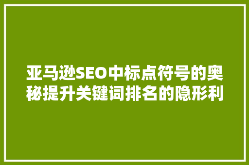 亚马逊SEO中标点符号的奥秘提升关键词排名的隐形利器