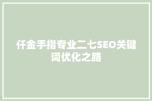 仟金手指专业二七SEO关键词优化之路