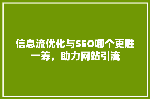 信息流优化与SEO哪个更胜一筹，助力网站引流