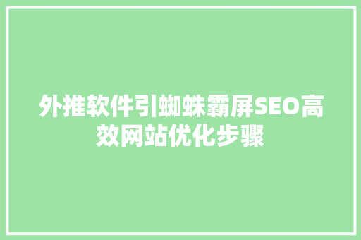 外推软件引蜘蛛霸屏SEO高效网站优化步骤