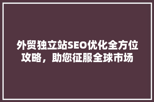 外贸独立站SEO优化全方位攻略，助您征服全球市场