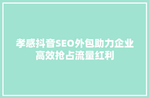 孝感抖音SEO外包助力企业高效抢占流量红利