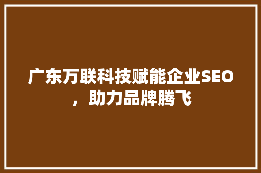 广东万联科技赋能企业SEO，助力品牌腾飞