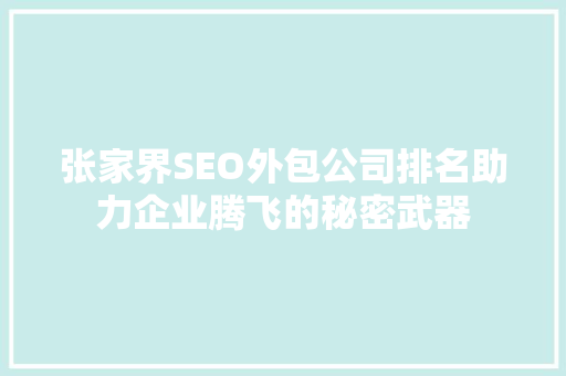 张家界SEO外包公司排名助力企业腾飞的秘密武器