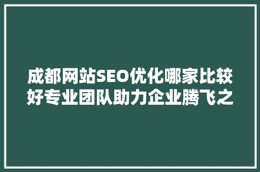 成都网站SEO优化哪家比较好专业团队助力企业腾飞之路