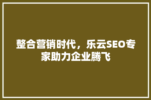 整合营销时代，乐云SEO专家助力企业腾飞