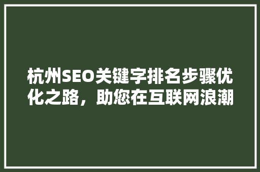 杭州SEO关键字排名步骤优化之路，助您在互联网浪潮中乘风破浪