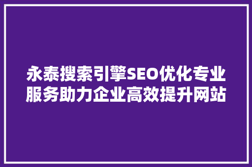 永泰搜索引擎SEO优化专业服务助力企业高效提升网站排名