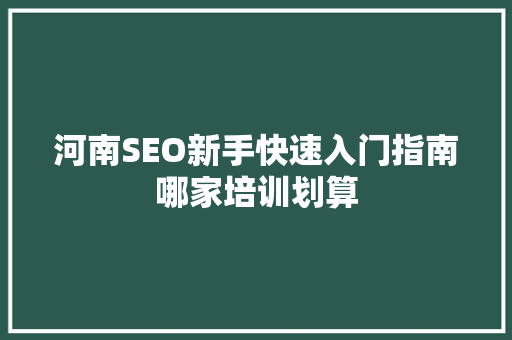 河南SEO新手快速入门指南哪家培训划算