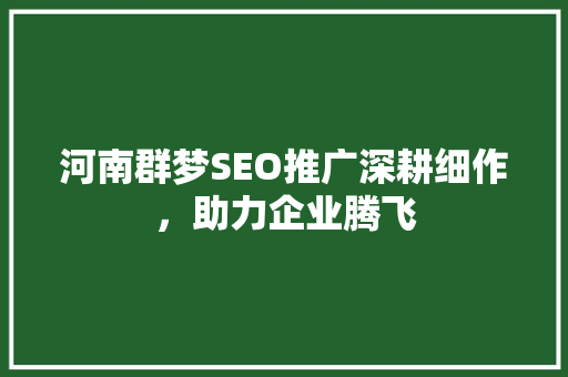河南群梦SEO推广深耕细作，助力企业腾飞