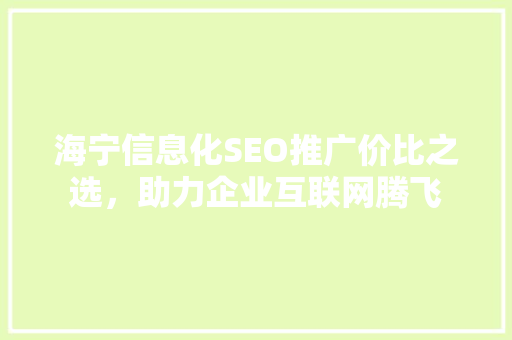 海宁信息化SEO推广价比之选，助力企业互联网腾飞