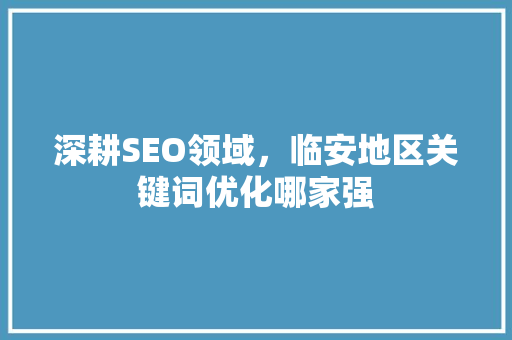 深耕SEO领域，临安地区关键词优化哪家强  第1张
