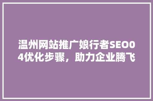 温州网站推广娘行者SEO04优化步骤，助力企业腾飞