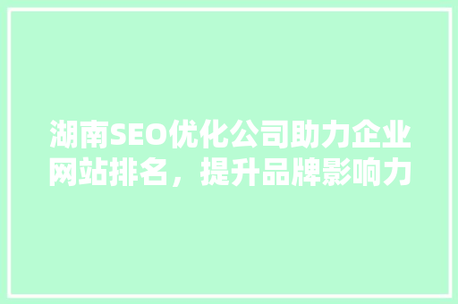 湖南SEO优化公司助力企业网站排名，提升品牌影响力
