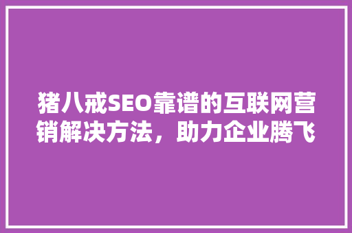 猪八戒SEO靠谱的互联网营销解决方法，助力企业腾飞