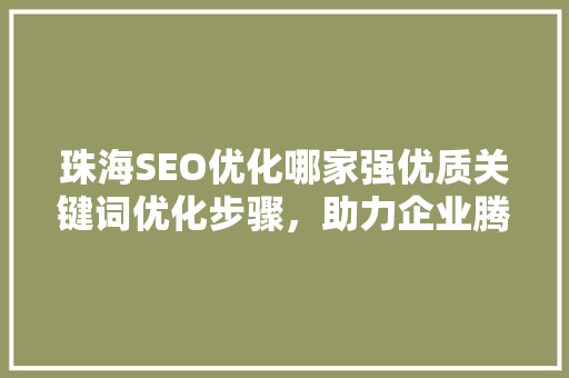 珠海SEO优化哪家强优质关键词优化步骤，助力企业腾飞