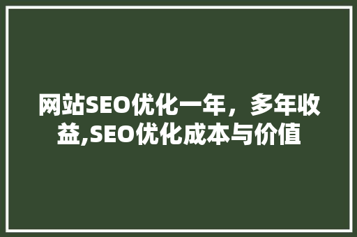 网站SEO优化一年，多年收益,SEO优化成本与价值