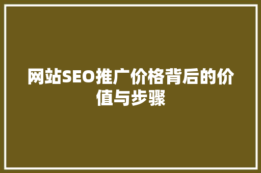 网站SEO推广价格背后的价值与步骤