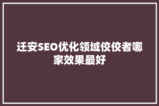 迁安SEO优化领域佼佼者哪家效果最好