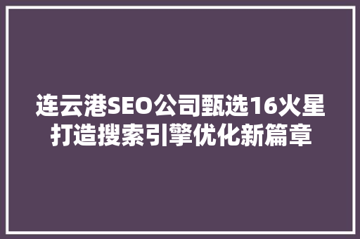 连云港SEO公司甄选16火星打造搜索引擎优化新篇章