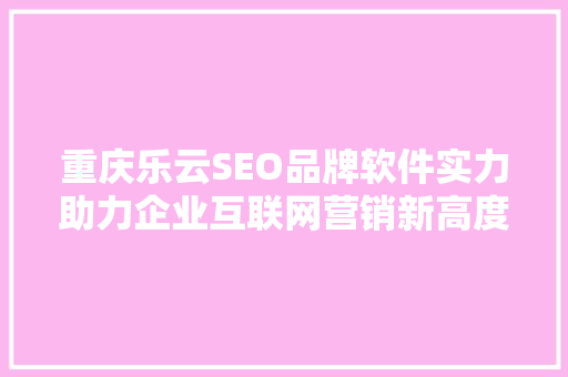 重庆乐云SEO品牌软件实力助力企业互联网营销新高度