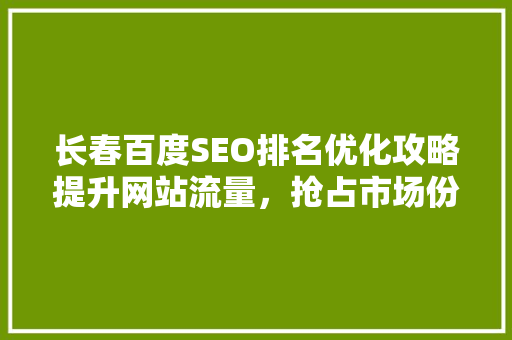 长春百度SEO排名优化攻略提升网站流量，抢占市场份额