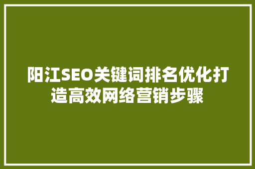 阳江SEO关键词排名优化打造高效网络营销步骤