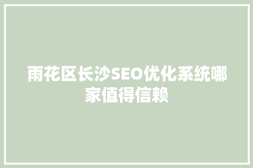 雨花区长沙SEO优化系统哪家值得信赖