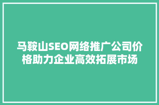 马鞍山SEO网络推广公司价格助力企业高效拓展市场