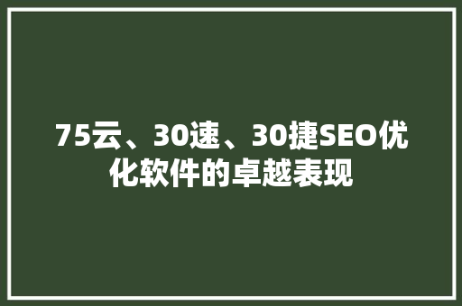 75云、30速、30捷SEO优化软件的卓越表现