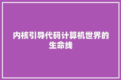 内核引导代码计算机世界的生命线