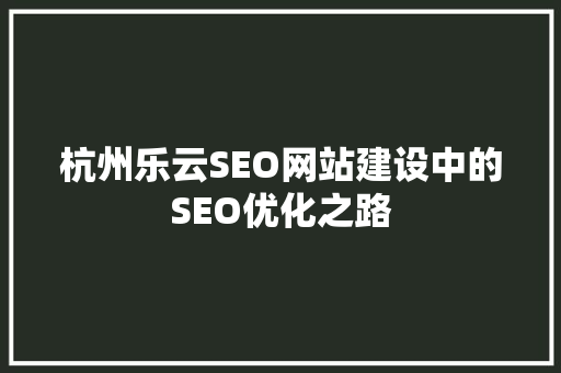 杭州乐云SEO网站建设中的SEO优化之路