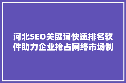河北SEO关键词快速排名软件助力企业抢占网络市场制高点