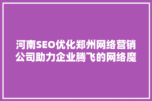河南SEO优化郑州网络营销公司助力企业腾飞的网络魔法师