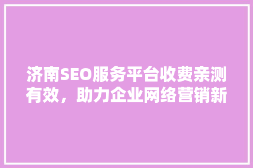 济南SEO服务平台收费亲测有效，助力企业网络营销新突破